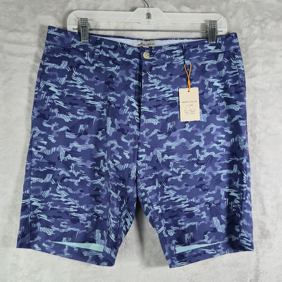 Peter Millar Salem Golf Shorts Size 32 New Crown Sport Camo Blue